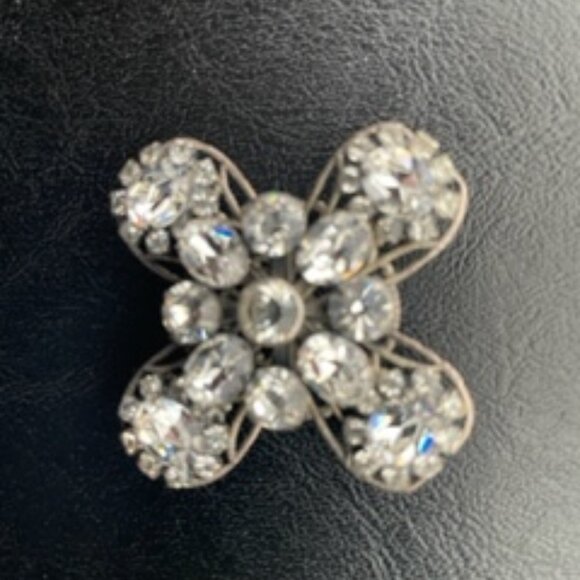 Vintage Liz Palacios clear rhinestone brooch/pendant - Picture 3 of 5